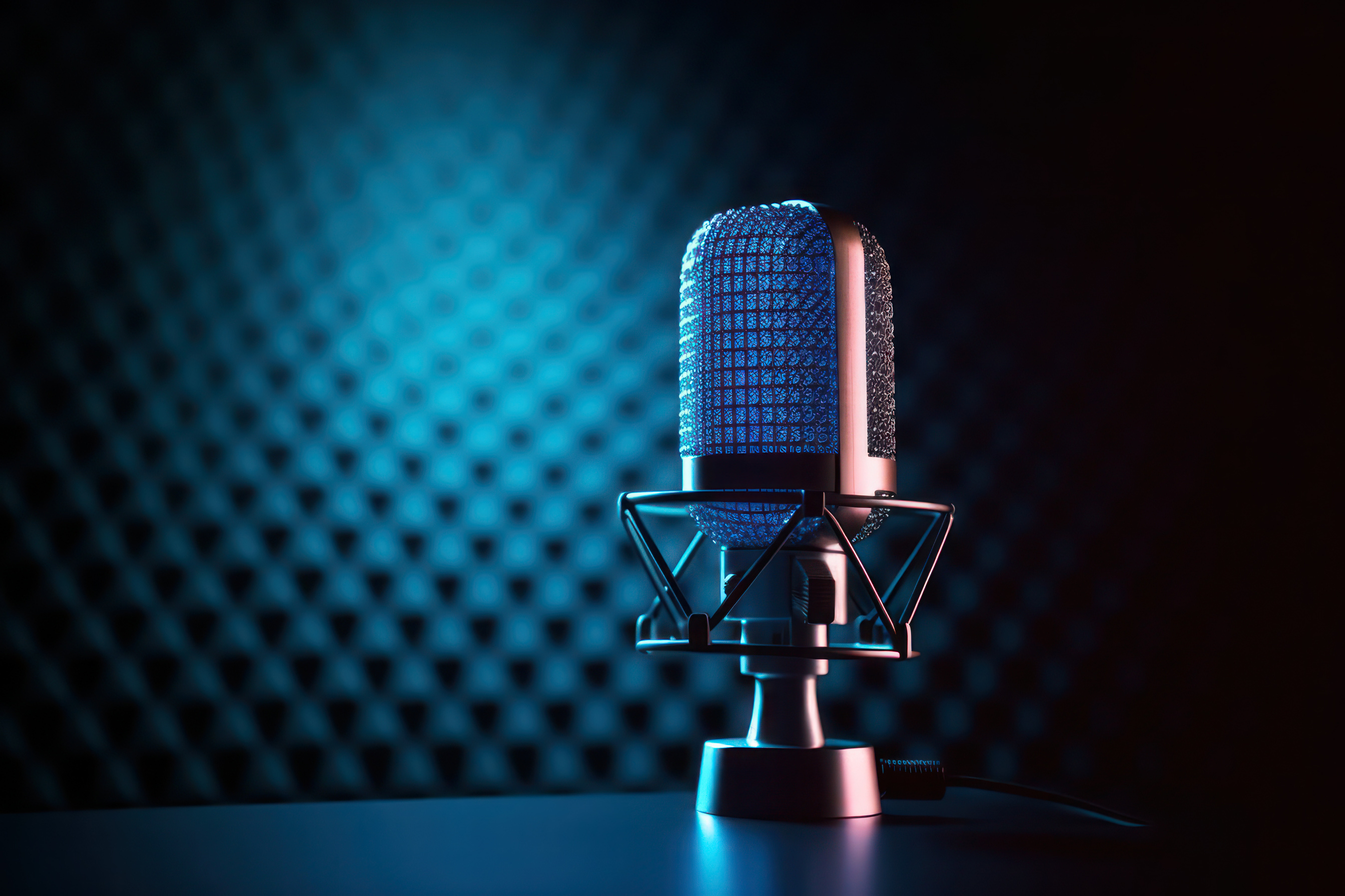 Studio Podcast Microphone in Studio Room Background
